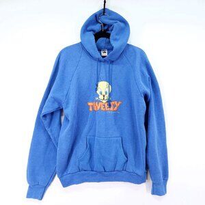1995 Vintage Tweety Hoodie Size XL Looney Tunes Made In USA Blue Sweatshirt